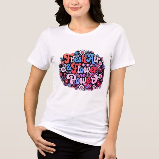 Boho-Blumenkraft-Grafik Tri-Blend Shirt (Vorderseite)