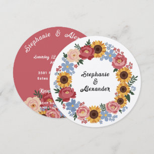 Boho-Blumenkranz-Hochzeit  Einladung