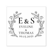 Boho Blumenkranz Hochzeitslogos selbst-inki Permastempel (Design)