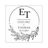 Boho Blumenkranz-Monogramm Brautlogo Gummistempel (Prägung)