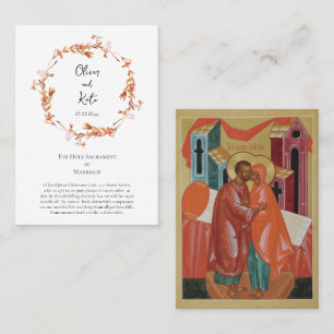 Boho Blumenkranz Orthodoxe Hochzeits-Gebetskarte Platzkarte