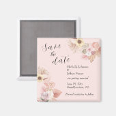 Boho-Blumenkranz-Rosen-Save-the-Date-Magnet Magnet (Vorderseite/Rückseite)