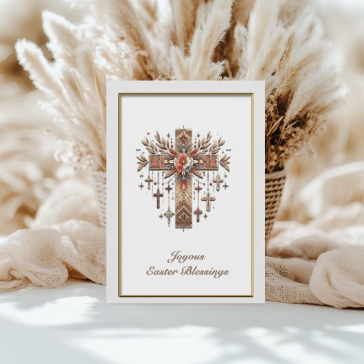 Boho-Blumenkreuz Ostern Karte