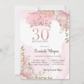 Boho Blumenkrone Wasserfarbe 30. Geburtstag  Einladung (Vorderseite)