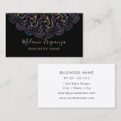 Boho Blumenmandala auf schwarz für beruflichen Visitenkarte (Vorne/Hinten)