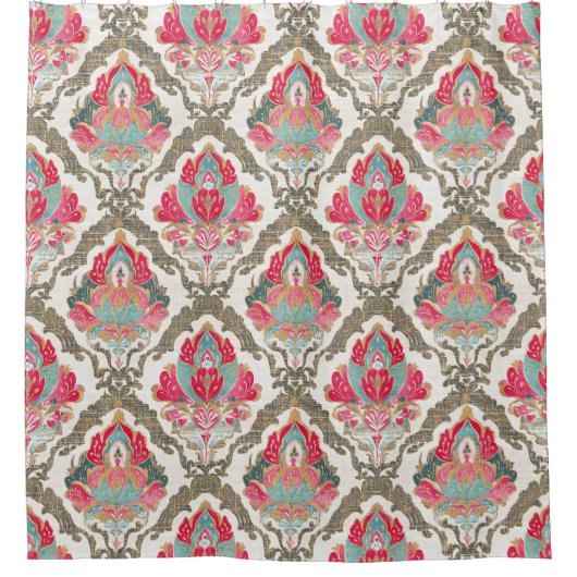 Boho-Blumenmedaillon-Muster Duschvorhang (Vorderseite)
