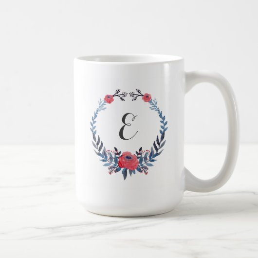 Boho Blumenmonogramm der watercolor-Rosen-| Kaffeetasse (Rechts)