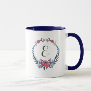 Boho Blumenmonogramm der watercolor-Rosen-  Tasse