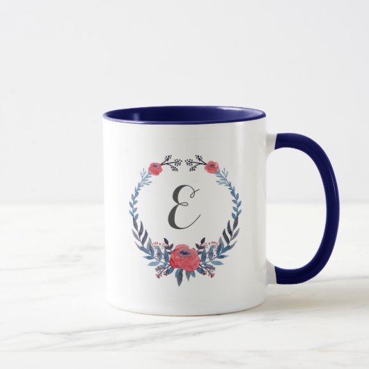 Boho Blumenmonogramm der watercolor-Rosen-| Tasse (Rechts)