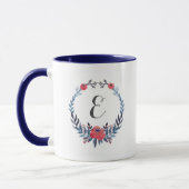 Boho Blumenmonogramm der watercolor-Rosen-| Tasse (Links)