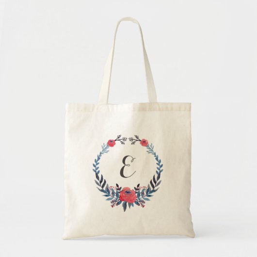 Boho Blumenmonogramm der watercolor-Rosen-| Tragetasche (Vorne)