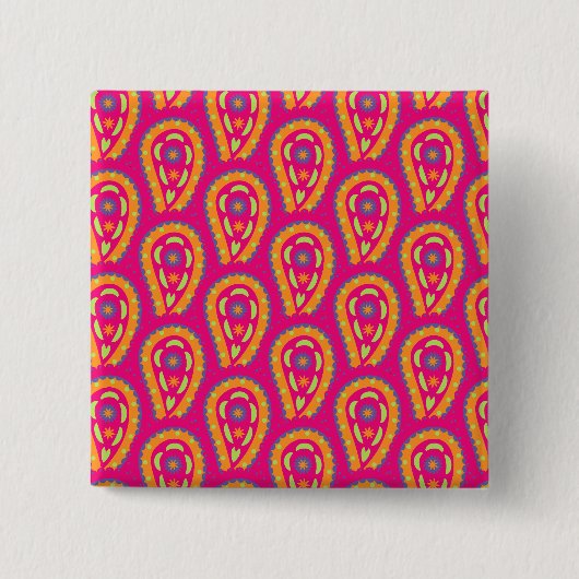 Boho-Blumenmotiv Button (Vorderseite)