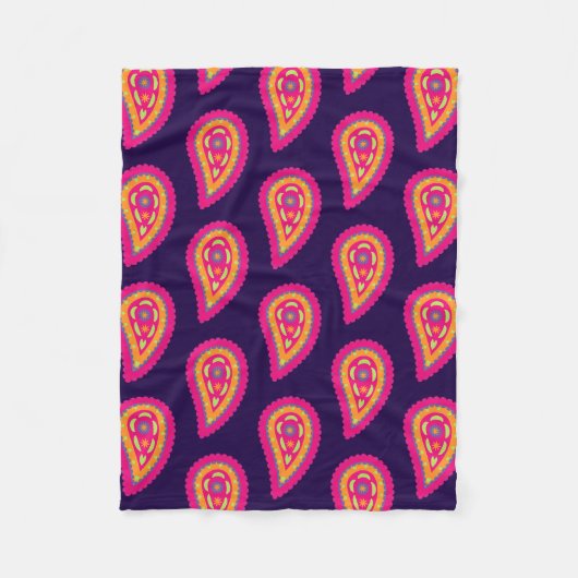 Boho-Blumenmotiv in Rosa Fleecedecke (Vorderseite)