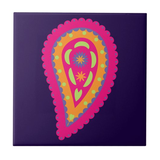 Boho-Blumenmotiv in Rosa Fliese (Vorderseite)