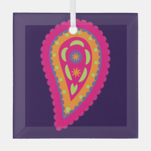 Boho-Blumenmotiv in Rosa Ornament Aus Glas