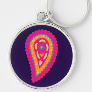 Boho-Blumenmotiv in Rosa Schlüsselanhänger