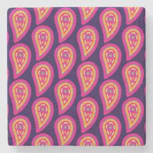 Boho-Blumenmotiv in Rosa Steinuntersetzer
