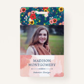 Boho Blumenmuster & Blush Pink Foto Ausweis (Vorderseite)