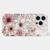 Boho-Blumenmuster mit rosa Schimmer iPhone Hülle (Rückseite (Horizontal))