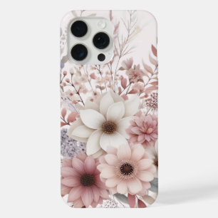Boho-Blumenmuster mit rosa Schimmer iPhone 15 Pro Max Hülle