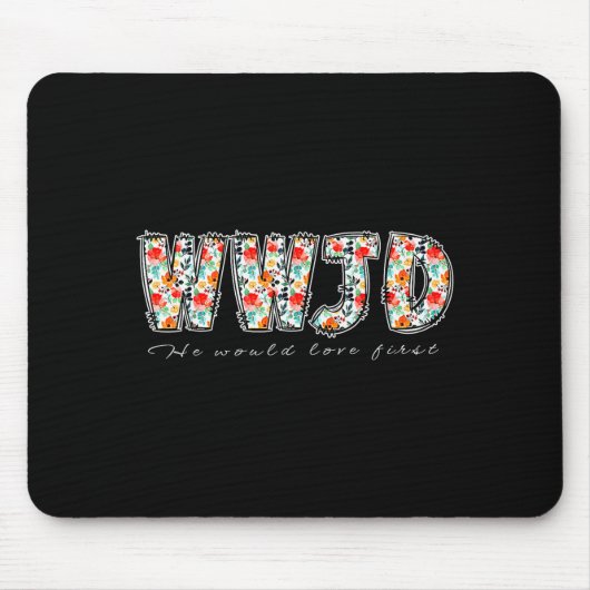 Boho-Blumenmuster Wwjd Er Würde Lieben Erste Chris Mousepad (Vorne)