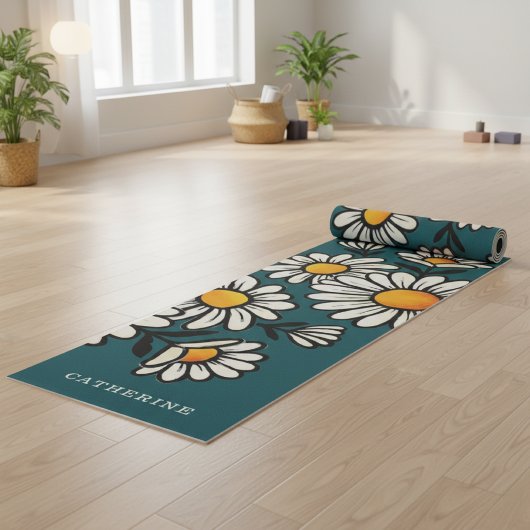 Boho-Blumenmuster-Yogamatte mit individuellem Name Yogamatte