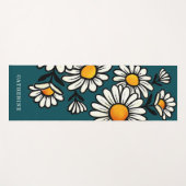 Boho-Blumenmuster-Yogamatte mit individuellem Name Yogamatte (Vorderseite (Horizontal))