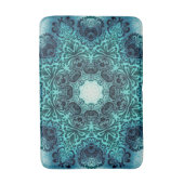 Boho Blumenpaisley Türkis aquamarin Mandalasken Badematte (Vorderseite Vertikal)