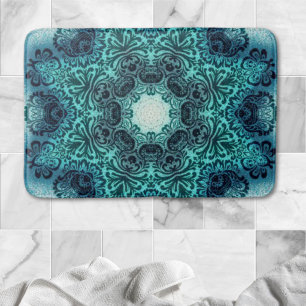 Boho Blumenpaisley Türkis aquamarin Mandalasken Badematte