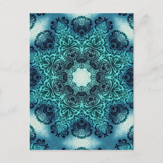 Boho Blumenpaisley Türkis aquamarine mandala henna Postkarte (Vorderseite)
