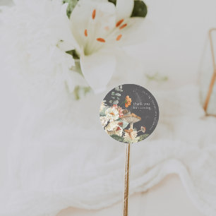 Boho-Blumenpilz-Botanik   Babyparty  Runder Aufkleber