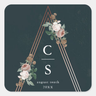 Boho Blumenpyramide strukturelle Gastgeschenk Hoch Quadratischer Aufkleber