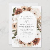 Boho-Blumenrahmen-Acrylelegant-QR-Code-Hochzeit Einladung (Vorderseite)