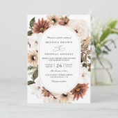 Boho-Blumenrahmen-Acrylelegant-QR-Code-Hochzeit Einladung (Stehend Vorderseite)