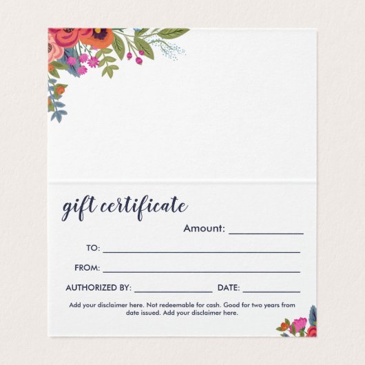 Boho Blumenrahmen - Geschenkgutschein (Innenseite Aufgefaltet)