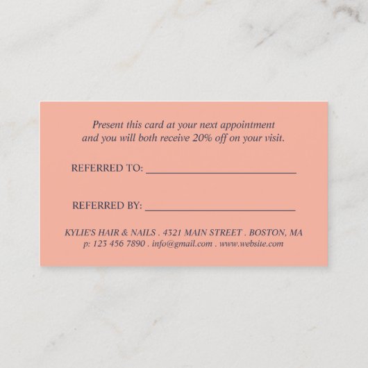 Boho Blumenrahmen - Navy Blue Refer A Friend Empfehlungskarte (Rückseite)