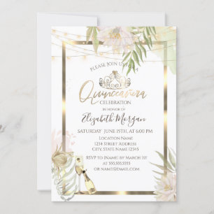 Boho-Blumenrahmen Wein Quinceanera Einladung