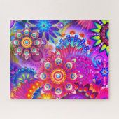 Boho blumenreiche abstrakte Kunst Puzzle (Horizontal)