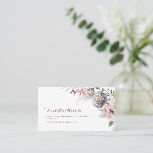 Boho blumenreiche Hochzeitswebsite Beilage Karte (Stehend Vorderseite)