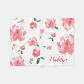 Boho Blumenrosa-Bauern personalisierter Name Fleecedecke (Vorderseite (Horizontal))