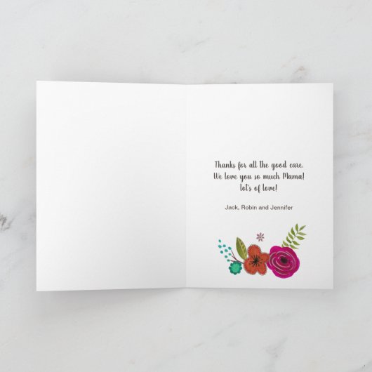 Boho blumenrosa Mütter Tag zeichnend Karte (Innenseite)