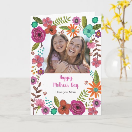 Boho blumenrosa Mütter Tag zeichnend Karte (Gelbe Blume)