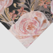 BOHO Blumenrot Rosa Rose Gold Foliage Decoupage Seidenpapier (Detail)
