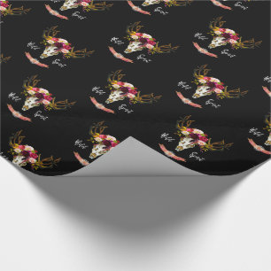 Boho Blumenschädel-Bohemisches Geschenkpapier