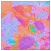 Boho Blumensonnenblume-Rosa-orange lila Grün Stoff (Nahaufnahme)