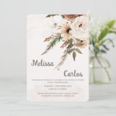 Boho blumenspanischer Hochzeitsempfang Einladung (Stehend Vorderseite)