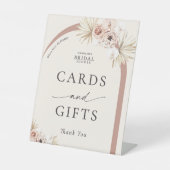 Boho Blumenstrauch Brautparty Karten und Geschenke Sockelschild (Vorderseite)