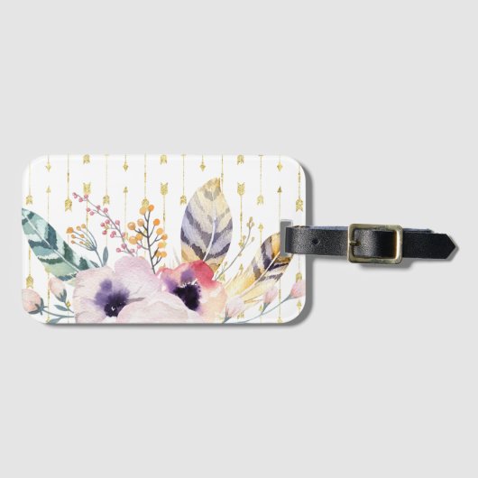 Boho-Blumenstrauß Gepäckanhänger (Vorderseite (Horizontal))
