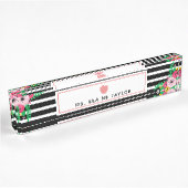 Boho Blumenstreifen-rosa Apple-Lehrer Namensplakette