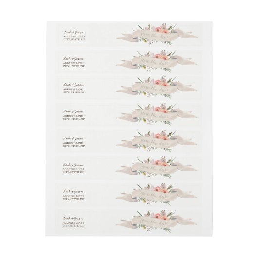 Boho Blumenverpackung um Rundum-Adressaufkleber (Bogen)